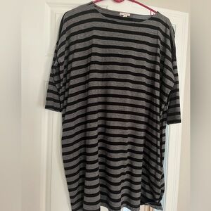 Black and Gray Striped women’s  oversized shirt dress XS